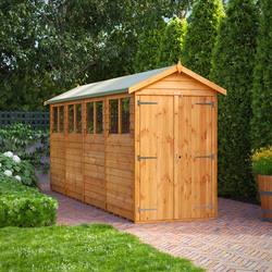 Power / Power Overlap Apex Shed 16' x 4' Double Doors