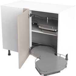 Kitchen Kit Flatpack Slab Kitchen Cabinet Pull Out Base Blind Corner Unit Super Gloss Light Grey 1000mm Right Hand