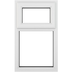 Crystal Casement uPVC Window Top Hung Opening Over Fixed Light 905mm x 1115mm Clear Triple Glazed White