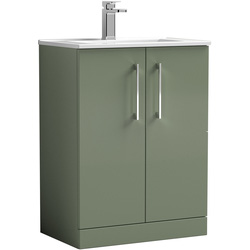 Nuie / nuie Arno Double Door Floor Standing Vanity Unit Satin Green 600mm With Minimalist Basin