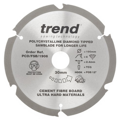 Trend / Trend PCD Blade for Cement Fibre Board 190mm