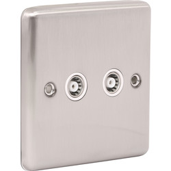 Wessex Brushed Stainless Steel TV Point 2 Gang