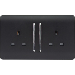 Trendiswitch / Trendiswitch Matt Black 2 Gang 13 Amp Switched Socket 2 Gang
