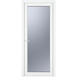 Crystal uPVC Single Door Full Glass Right Hand Open In 890mm x 2090mm Obscure Triple Glazed White