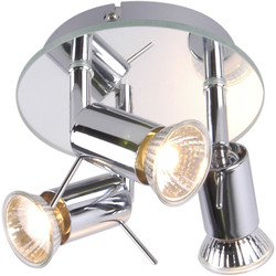 Mercury Mirror Plated GU10 3 Plate Spotlight 