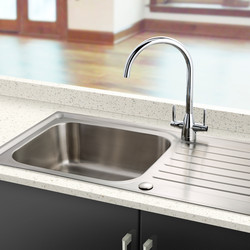 Stainless Steel Single Bowl Kitchen Sink & Drainer 1000 x ...