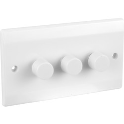 Axiom Low Profile LED White Dimmer Switch 3 Gang 2 Way