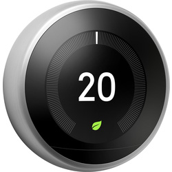 Google Nest / Nest Learning Thermostat, UK/IE (Without Adapter + USB) Stainless Steel T3028GB