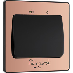BG Evolve Polished Copper (Black Ins) Fan Isolator Switch, 10A Triple Pole 
