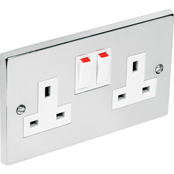 Axiom / Chrome Switched Socket 2 Gang