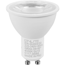 Enlite Enlite ICE LED 3W GU10 Dimmable Lamp Cool White 260lm - 20549 - from Toolstation