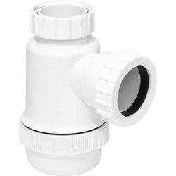 Fixed Height Compact Anti-Vacuum Bottle Trap with 76mm Seal 38mm Inlet / 32mm Outlet - 20705 - from Toolstation