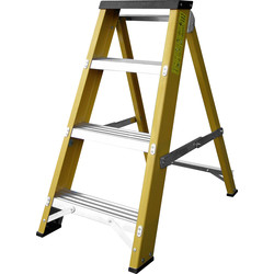 Lyte Heavy Duty Fibreglass Swingback Step Ladder 4 Tread, Closed Length 0.85m