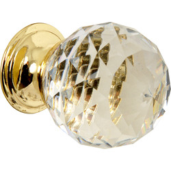 Glass Faceted Knob Brass Base