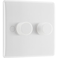 BG White Low Profile Intelligent LED Dimmer Switch 2 Gang 2 Way