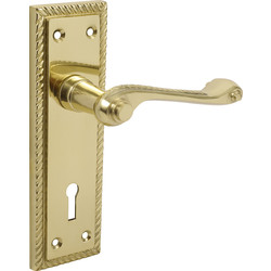 Unbranded Georgian Scroll Door Handles Lock Brass - 21333 - from Toolstation