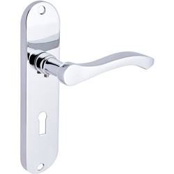 Designer Levers / Capri Door Handles Lock Polished Chrome