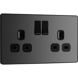BG Evolve / BG Evolve Black Chrome (Black Ins) Double Switched 13A Power Socket 