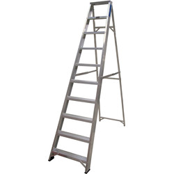 Lyte Industrial Swingback Aluminium Step Ladder 10 Tread, Closed Length 2.34m