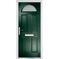 Crystal / Crystal Composite Door Four Square Sunburst Right Hand 920mm x 2055mm Obscure Glass Glazing Dark Green