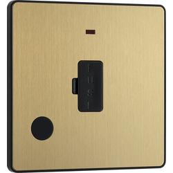 BG Evolve Brushed Brass (Black Ins) Unswitched 13A Fused Connection Unit With Power Led Indicator, And Flex Outlet 