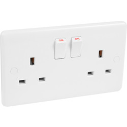 Wessex Electrical Wessex White Switched 13A Socket 2 Gang SP - 21856 - from Toolstation