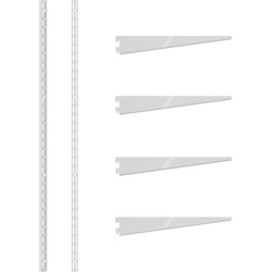 Rothley White Twin Slot Shelving Kit 1220mm Uprights (x2) & 270mm Brackets (x4)