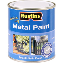 Rustins Rustins Quick Dry Metal Paint Smooth Satin 500ml Silver - 22599 - from Toolstation