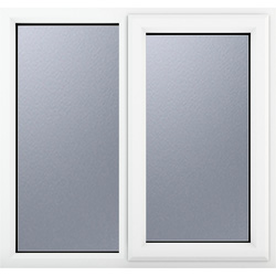 Crystal / Crystal Casement uPVC Window Right Hand Opening Next To a Fixed Light 1190mm x 1190mm Obscure Double Glazing White