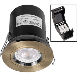 Fire Rated Fixed IP20 GU10 Downlight Antique Brass
