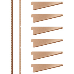 Rothley / Rothley Bright Copper Twin Slot Shelving Kit 1980mm Uprights (x2) & 120mm Brackets (x6)