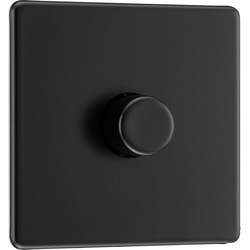 BG / BG Screwless Flatplate Matt Black 200W Intelligent LED Dimmer Switch 1 Gang 2 Way