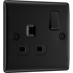 BG / BG Nexus Metal Matt Black 13A Switched Socket 1 Gang