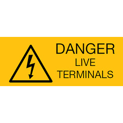 Danger Live Terminals Warning Labels Vinyl 80 x 35mm