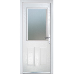 Crystal / Crystal Composite Door Two Square Large Glass Left Hand 920mm x 2055mm Obscure Glass Glazing White