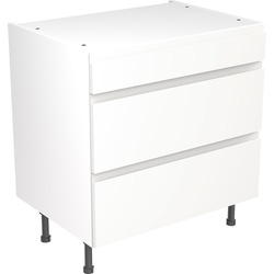 Kitchen Kit Flatpack J-Pull Kitchen Cabinet Base 3 Drawer Unit Super Gloss White 800mm