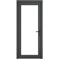 Crystal uPVC Single Door Full Glass Left Hand Open In 920mm x 2090mm Clear Double Glazed Grey/White