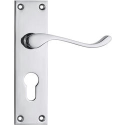 Lockworks / Lockworks Victorian Scroll Door Handle Euro Lock Polished Chrome