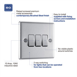 BG Brushed Steel 10A Switch