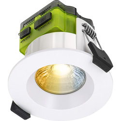 Luceco FType Mk2 Dim2Warm Fire Rated LED Downlight White 4/6W 485/750lm CCT Regressed IP65