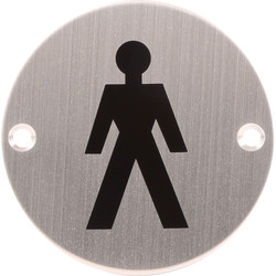 Eclipse Satin Stainless Steel Door Sign Male 75mm - 25402 - from Toolstation