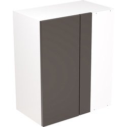 Kitchen Kit / Kitchen Kit Flatpack Slab Kitchen Cabinet Wall Blind Corner Unit Super Gloss Graphite 600mm