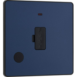 BG Evolve Matt Blue (Black Ins) Unswitched 13A Fused Connection Unit With Power Led Indicator, And Flex Outlet 