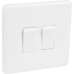 Wessex Electrical Wessex White 10A Switch 2 Gang 2 Way - 25835 - from Toolstation