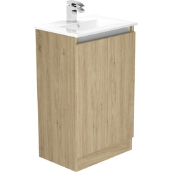 Newland Double Door Slimline Floor Standing Vanity Unit With Basin Natural Oak 500mm