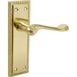 Unbranded Georgian Scroll Door Handles Latch Brass - 26046 - from Toolstation