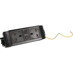 PowerData Technologies Under Desk Power Outlet 2 x Sockets - 26582 - from Toolstation