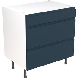 Kitchen Kit Flatpack J-Pull Kitchen Cabinet Base 3 Drawer Unit Ultra Matt Indigo Blue 800mm