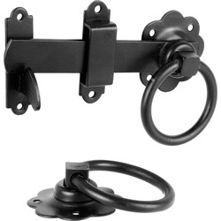 Ring Handled Gate Latch 6" Black - 27158 - from Toolstation