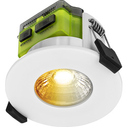 Luceco FType Mk2 Dim2Warm Fire Rated LED Downlight White 4/6W 485/750lm IP65 Flat CCT